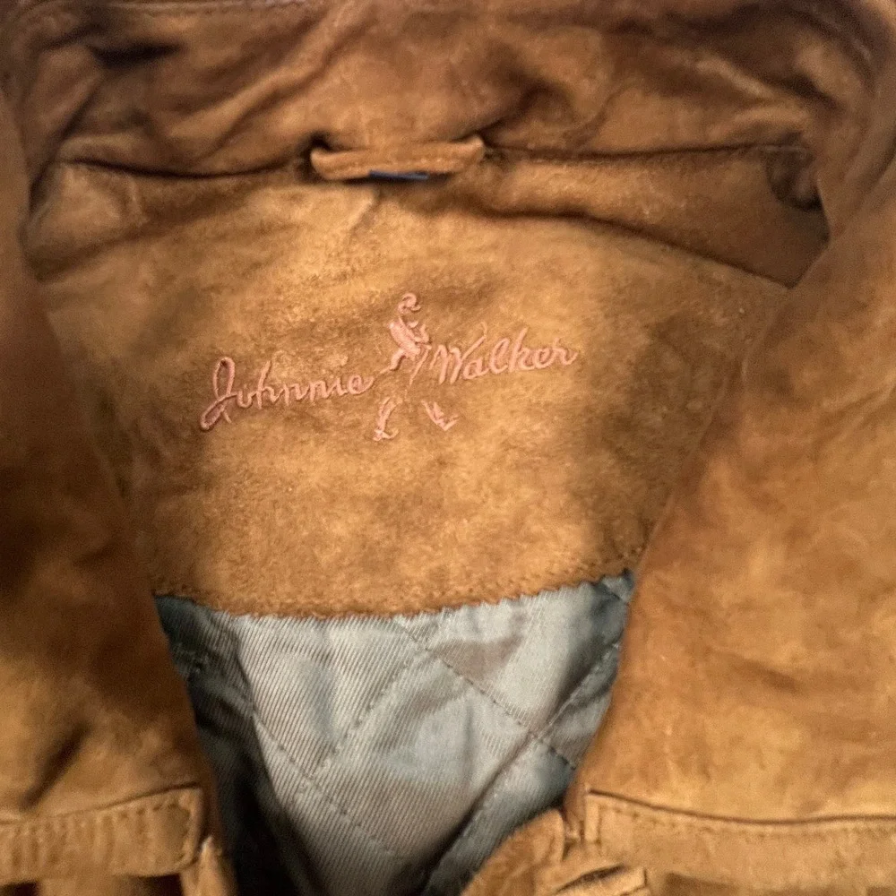 Johnnie Walker Quilted Goat Suede Jacket Mens M Brown Field Coat Outdoor Luxury